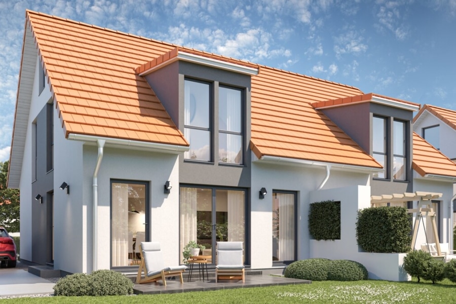 FESTPREIS! – Ihr neues Zuhause mit Blick über freie Felder in Karlsfeld, 80995 München / Feldmoching / Karlsfeld, Doppelhaushälfte