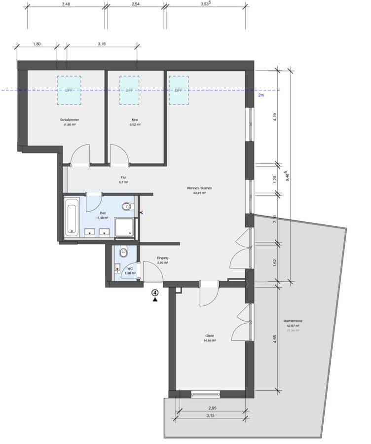 Traumhafte Dachterrassen-Wohnung in Bestlage-Energetisch saniertes Traumhaus - OF3 4